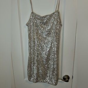 H&M Strapless Silver Sequin Dress